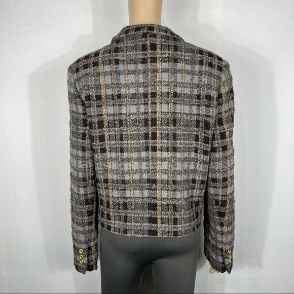 Harve Benard Brown Plaid Button Up Wool Jacket - Picture 14 of 14